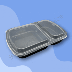 กล่องอาหารเหลี่ยม 2 ช่อง ขนาด 1,000 มล. พร้อมฝา