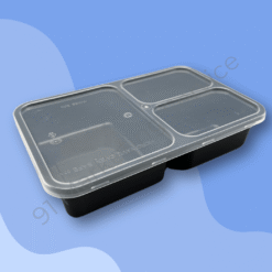 กล่องอาหารเหลี่ยม 3 ช่อง ขนาด 900 มล. พร้อมฝา
