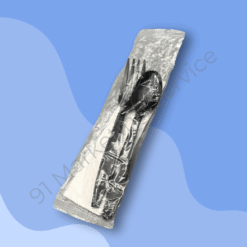 ชุดช้อนส้อมพลาสติกยาว ขนาด 6 นิ้ว พร้อมทิชชู่ ห่อพลาสติก