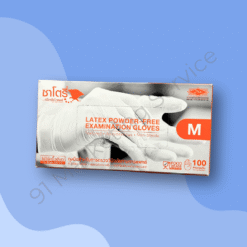ถุงมือยางสีขาว แบบไม่มีแป้ง