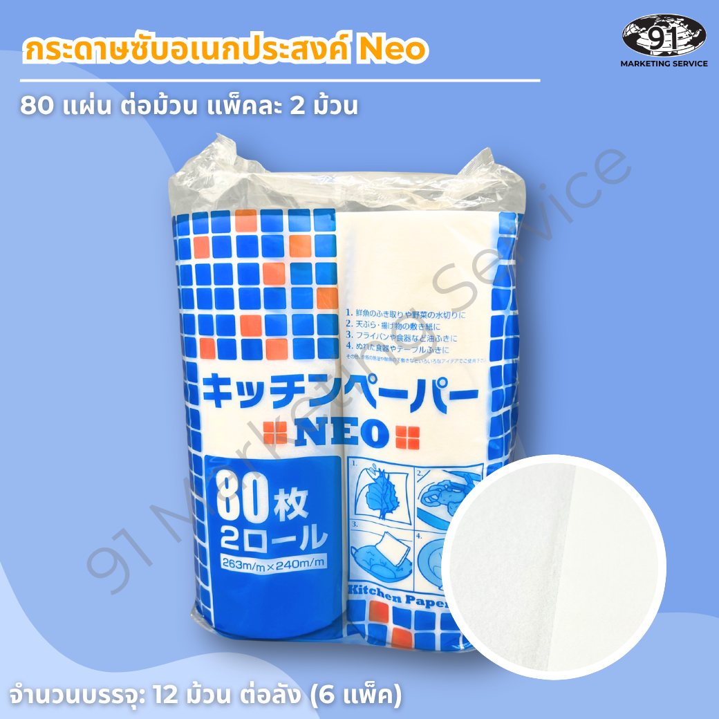 กระดาษซับอเนกประสงค์ Daikoku Kitchen Paper NEO กระดาษซับน้ำมันแบบม้วน แพ็คละ 2 ม้วน